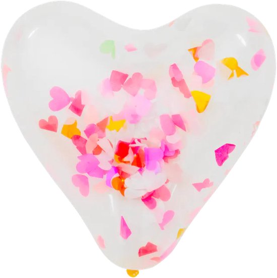 AVEC Confetti Balloons Hartvormige confettiballon 6x30cm - Liefde - Valentijn