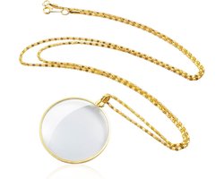 Loep aan ketting | Goud | 5x zoom vergrootglas | Vergrootglas Ketting | Decoratie Lezen Vergrootglas | Vergrootglas Monocle Lens | Opknoping Vergrootglas | Mode Vergrootglas | voor Het Lezen van Boeken Kranten Werk of Reizen