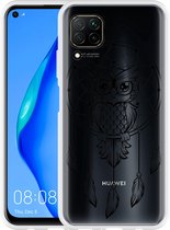 Huawei P40 Lite Hoesje Dream Owl Mandala Black Designed by Cazy