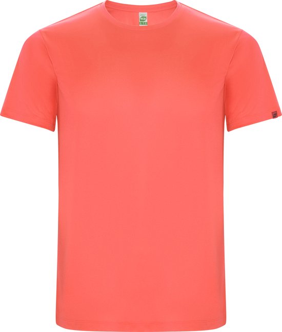 Fluorescent Koraalroze unisex sportshirt korte mouwen 'Imola' merk Roly maat XL