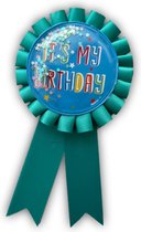 Rozet IT'S MY BIRTHDAY - Verjaardag Rozet - Feest - Rozet Blauw - Met sterretjes - Jongens Rozet - Kinderfeest/Tienerfeest - Speld.