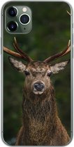 Geschikt voor iPhone 11 Pro Max hoesje - Hert - Gewei - Natuur - Siliconen Telefoonhoesje
