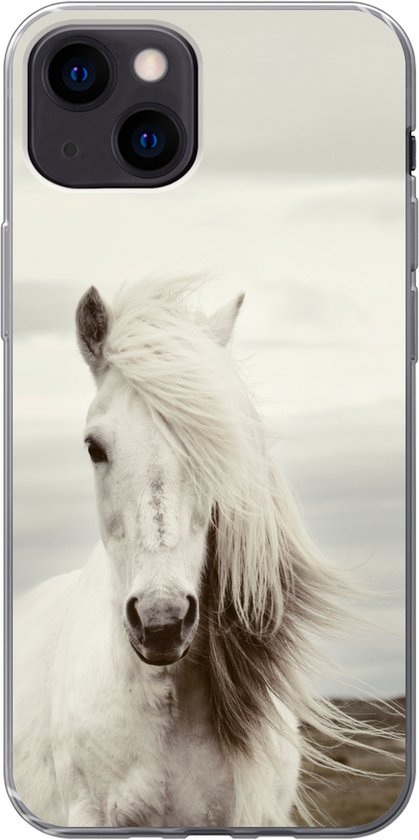 Coque iPhone 13 mini - Cheval - Plage - Crinière - Coque de téléphone en Siliconen