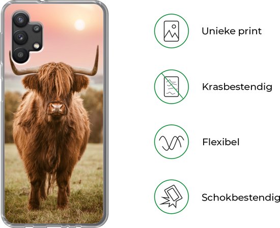Coque Samsung Galaxy A32 5G - Scottish Highlander - Soleil - Ciel - Siliconen