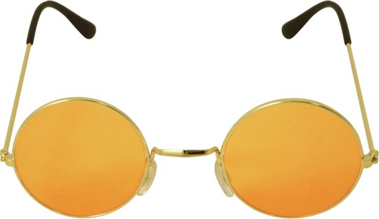 Henbrandt Verkleedbril - ronde glazen - oranje - flower power - hippie - sixties