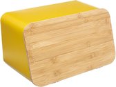 5Five - Boîte à pain avec couvercle - Métal Jaune/bambou - 37 x 22 x 23 cm