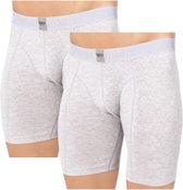 DONEX® Heren Boxershorts – 2 Stuks – Lange Pijpen – Grijs – 92% Katoen – Maat L