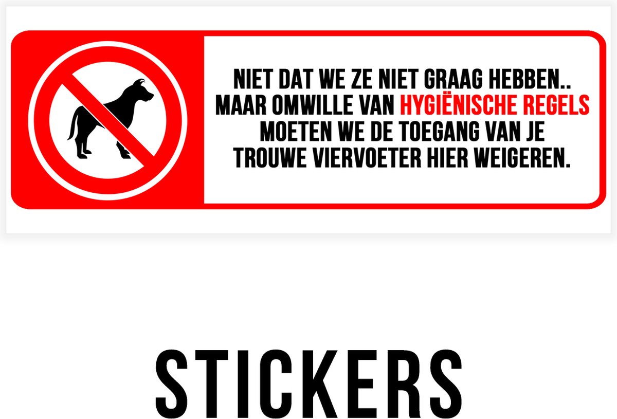 Stickers Pictogram Geen honden toegelaten Hygiënische redenen