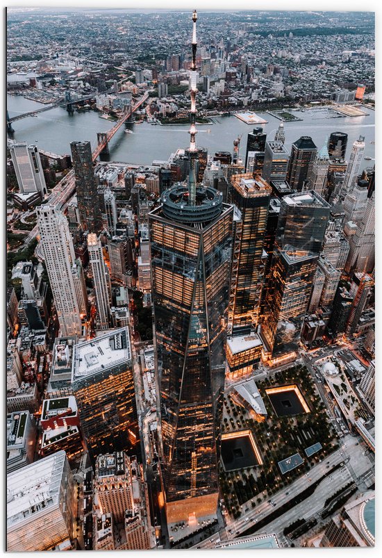 WallClassics - Dibond - La ville vue du ciel - New York - Photo sur aluminium 70x105 cm (avec système d'accrochage)