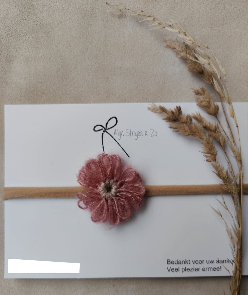 Wollen haarband roze