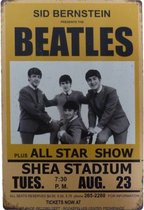 Metalen wandbord concertbord The Beatles Shea Stadium - 20 x 30 cm