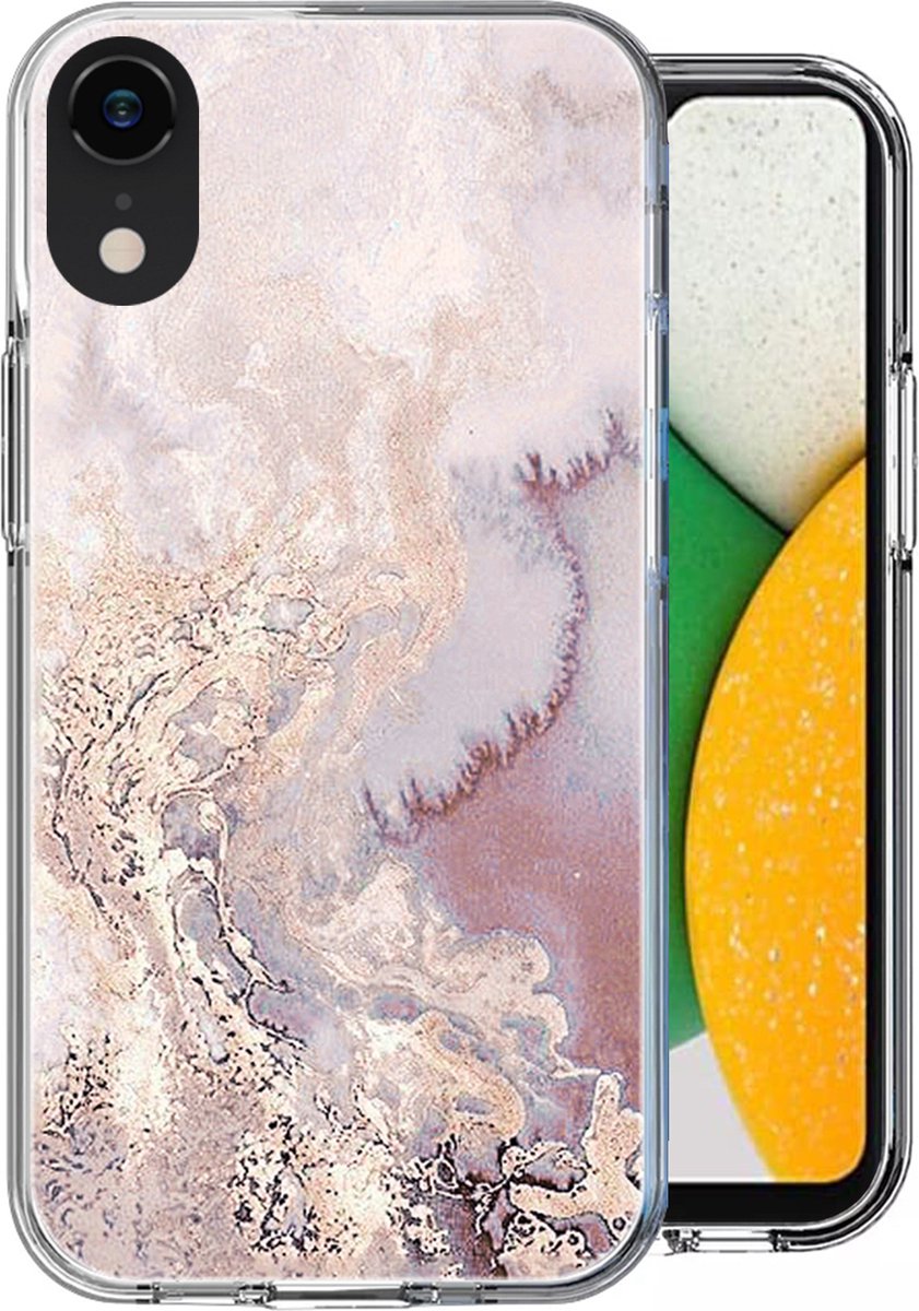 Hoesje geschikt voor Samsung A03 Core - Back Cover Siliconen Case Marmeren Hoes Roze