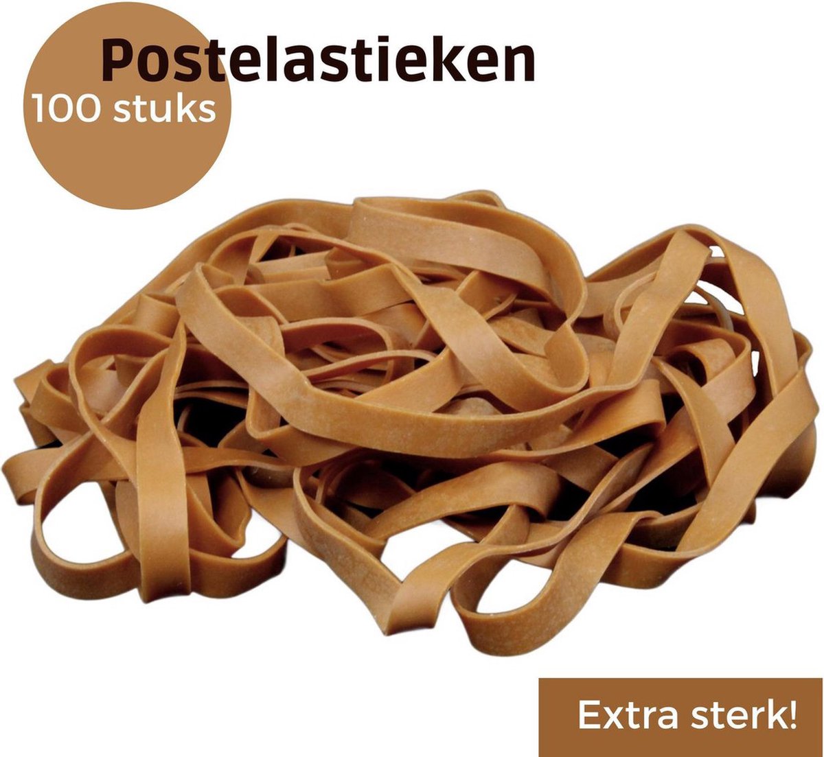 Post Elastieken - Postelastieken - Ca 100 stuks - Post Bundelen - Te gebruiken voor pakketstukken - Bruin - Dik Elastiek - Merkloos