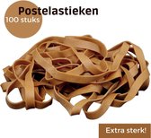 Post Elastieken - Postelastieken - Ca 100 stuks - Post Bundelen - Te gebruiken voor pakketstukken - Bruin - Dik Elastiek