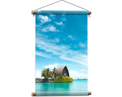 WallClassics - Textielposter - Hotel op het Water - Malediven - 40x60 cm Foto op Textiel
