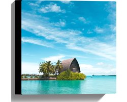 Canvas - Hotel op het Water - Malediven - 30x30 cm Foto op Canvas Schilderij (Wanddecoratie op Canvas)