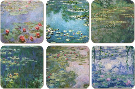 Bekking & Blitz - Onderzetters - 6 stuks - Kunst - Bloemen - Waterlelies - Water Lilies - Claude Monet