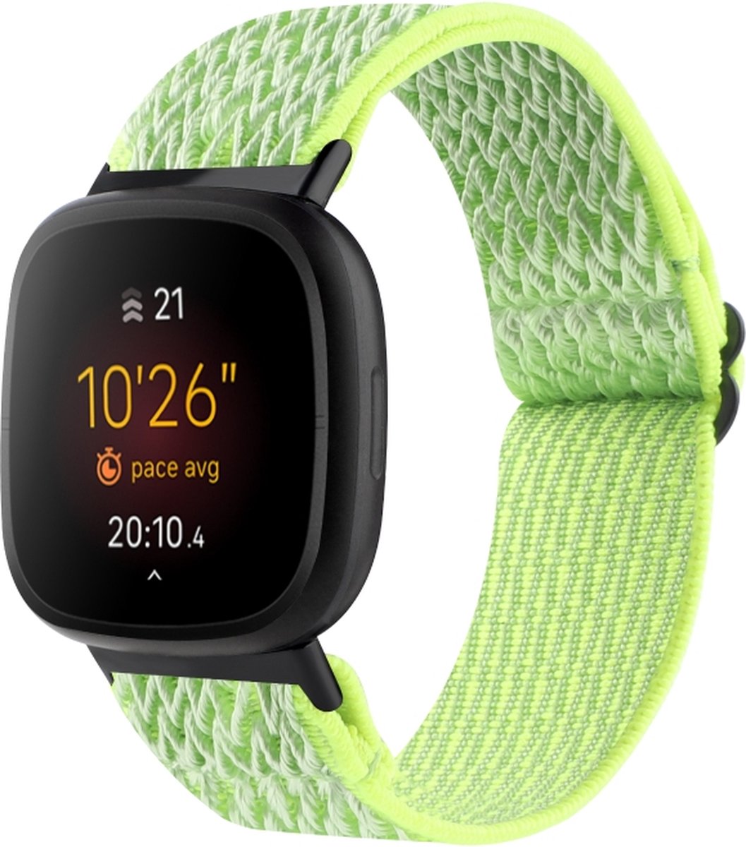 Nylon bandje - geschikt voor Fitbit Versa 4 / Sense 2 - fluoriserend