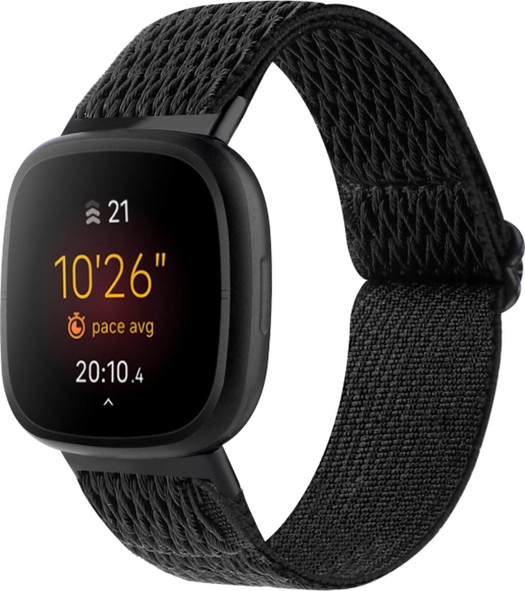Nylon bandje - geschikt voor Fitbit Versa 4 / Sense 2 - zwart