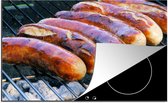 KitchenYeah® Inductie beschermer 80.2x52.2 cm - De braadworsten op de barbecue - Kookplaataccessoires - Afdekplaat voor kookplaat - Inductiebeschermer - Inductiemat - Inductieplaat mat