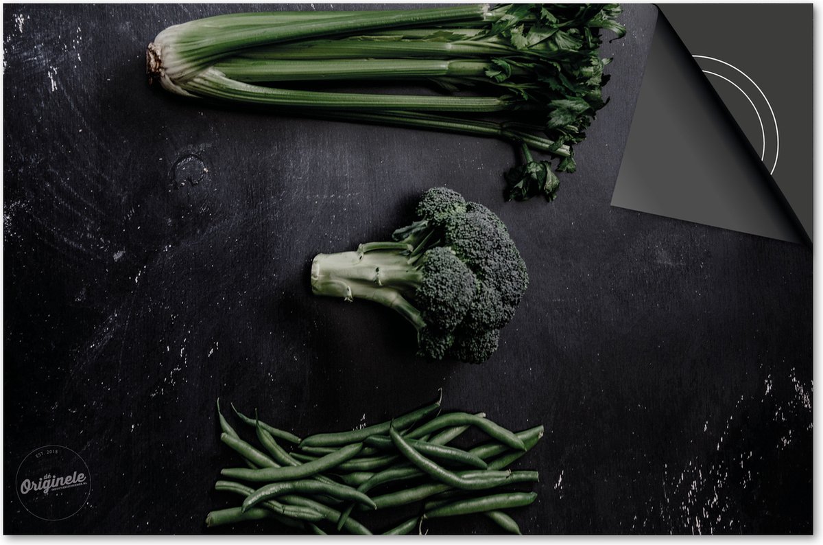 Inductie beschermer 81x52 - afdekplaat inductie mat - Dietrix Kookplaat beschermer - Exclusief - Groente en Fruit - Paksoi, broccoli en sperziebonen