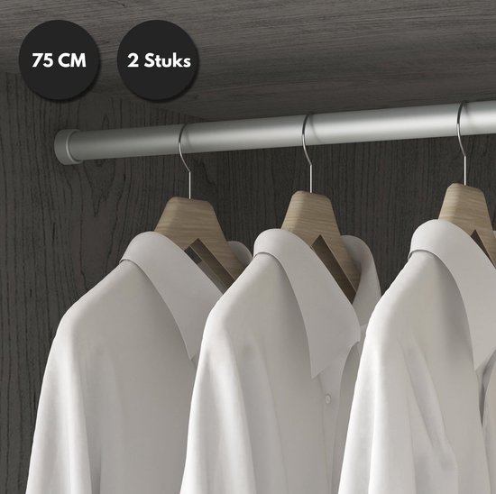 Emuca luxe zilveren kledingroede - garderobestang set van 2 stuks -  kledingstang -... | bol