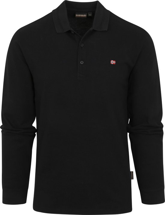 Napapijri - Ealis Longsleeve Polo Zwart - Regular-fit - Heren Poloshirt