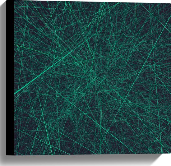 Canvas - Geometrische Groenkleurigee Lijnen - 40x40 cm Foto op Canvas Schilderij (Wanddecoratie op Canvas)