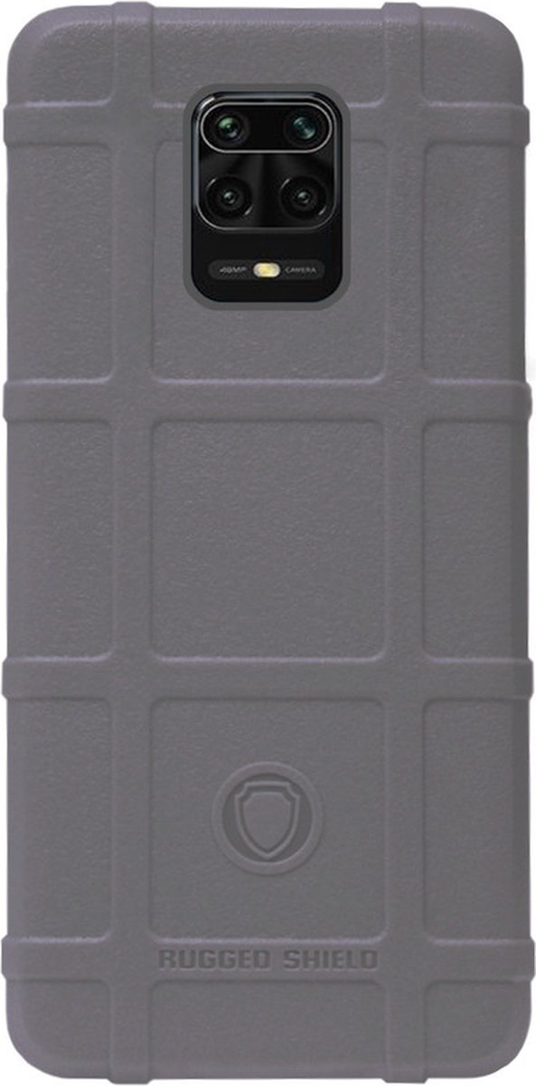 RUGGED SHIELD Rubber Bumper Case Hoesje voor Xiaomi Redmi Note 9 Pro/ 9S - Grijs