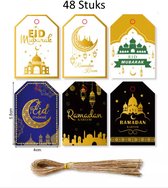 FISKA - 50x Cadeaulabels Ramadan - 6cm x 4 cm - Cadeau tags/etiketten - Cadeau versieringen/decoratie - Ramadan Versiering - Ramadan Decoratie - Ramadan Mubarak - Label Ramadan - Labels Eid Mubarak