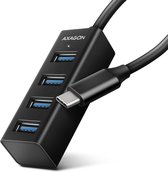 AXAGON HUE-M1C 4x USB3.2 Gen 1 MINI hub, metal, 20cm USB-C cable *USBCM *USBAF