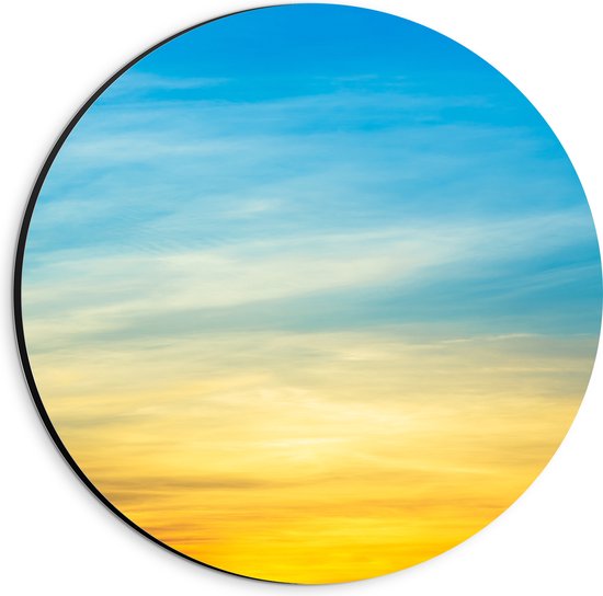 Dibond Muurcirkel - Oranje Lucht van Zonsondergang - 20x20 cm Foto op Aluminium Muurcirkel (met ophangsysteem)