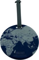 Knaak Bagage Label/Tag Vintage Worldmap - Donkerblauw