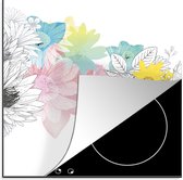 KitchenYeah® Inductie beschermer 78x78 cm - Een bloemdessin illustratie met kleur - Kookplaataccessoires - Afdekplaat voor kookplaat - Inductiebeschermer - Inductiemat - Inductieplaat mat
