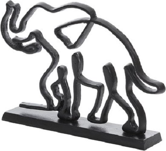 PTMD - Iriss Brass casted alu elephant statue black base - CHIQUE Interieurs