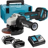 Bol.com Makita DGA511RTJ 18V Li-Ion Accu haakse slijper set (2x 5.0Ah accu) in Mbox - 125mm - koolborstelloos aanbieding