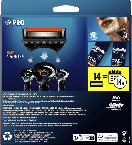 Gillette ProGlide - Navulmesjes - Voor Mannen - 14 Navulmesjes