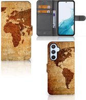 Telefoonhoesje Geschikt voor Samsung Galaxy A54 5G Wallet Bookcase Wereldkaart