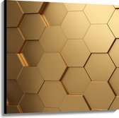 Canvas - Hexagon Wand in het Goud - 100x100 cm Foto op Canvas Schilderij (Wanddecoratie op Canvas)