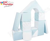 Zachte Soft Play Foam Bouwblokken set 11 stuks wit-blauw | grote speelblokken | baby speelgoed | foamblokken | reuze bouwblokken | motoriek peuter | schuimblokken