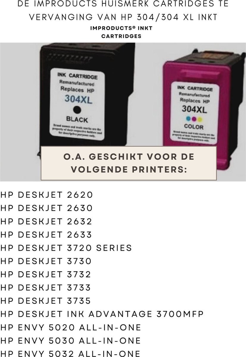 Cartouches d'encre Improducts® - Alternative HP 304/304 XL - 304XL