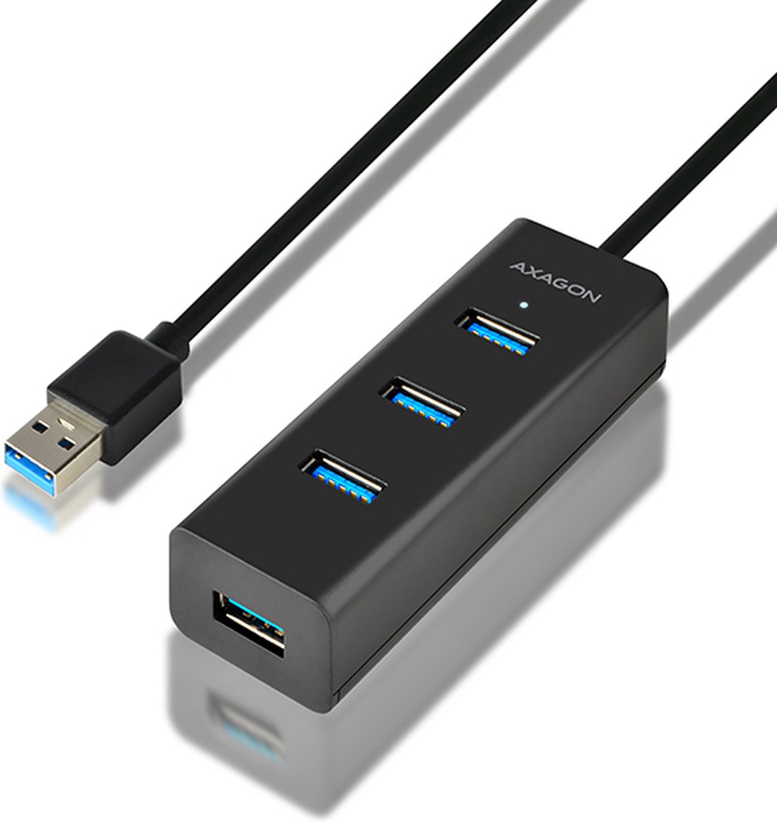 AXAGON HUE-S2BL 4x USB3.0 Charging Hub 1.2m Cable, MicroUSB Charging *USBAM *USBAF *MUSBBF