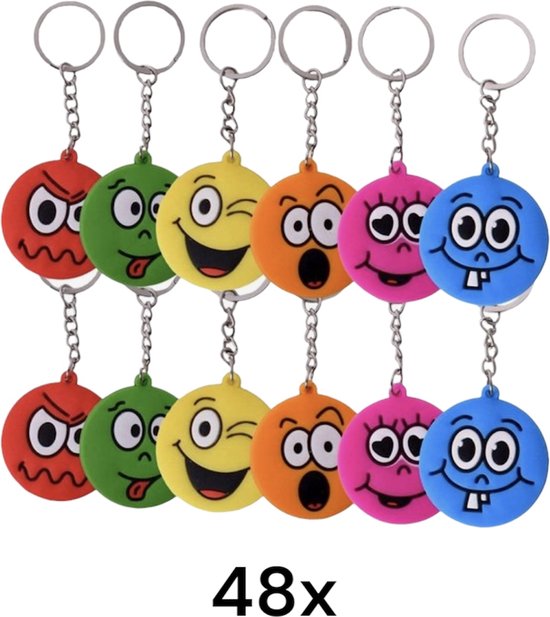 uitdeelcadeaus-48-stuks-vrolijke-gezichten-smiley-sleutelhangers