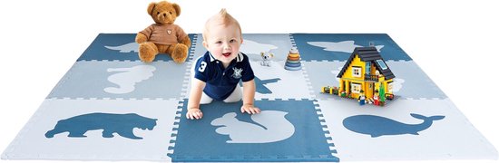 Foto: Little toby speelmat baby speelkleed foam 180 x 180 cm blauw