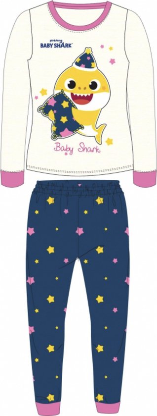Baby Shark Pyjama Meisjes Katoen Blauw Maat 116
