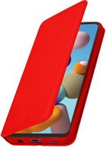 Hoes Geschikt voor Samsung Galaxy A21s klep portefeuille, video standaard rood