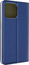 Geschikt voor Apple iPhone 14 Pro Max Magnetische Foliohoes Kaartsleuf Stand Functie blauw