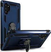 Geschikt voor Samsung Galaxy Note 10 Plus Hybrid Case Video Support Ring donker blauw