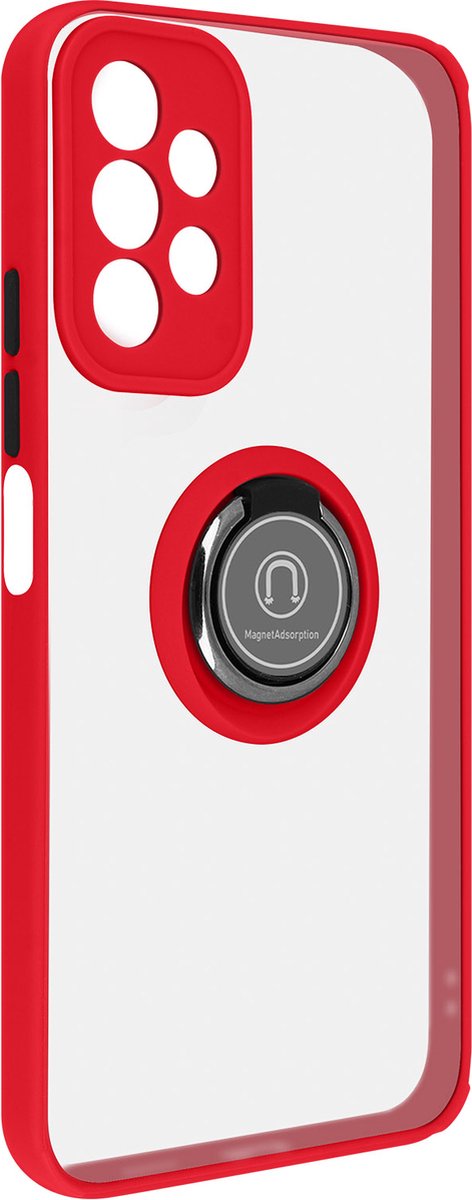 Geschikt voor Samsung Galaxy A13 Bi-materiaal Case Ring Video-Ondersteuning rood