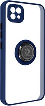 Geschikt voor Realme C21/C11 2021 Bi-materiaal Case Ring Video-Ondersteuning blauw